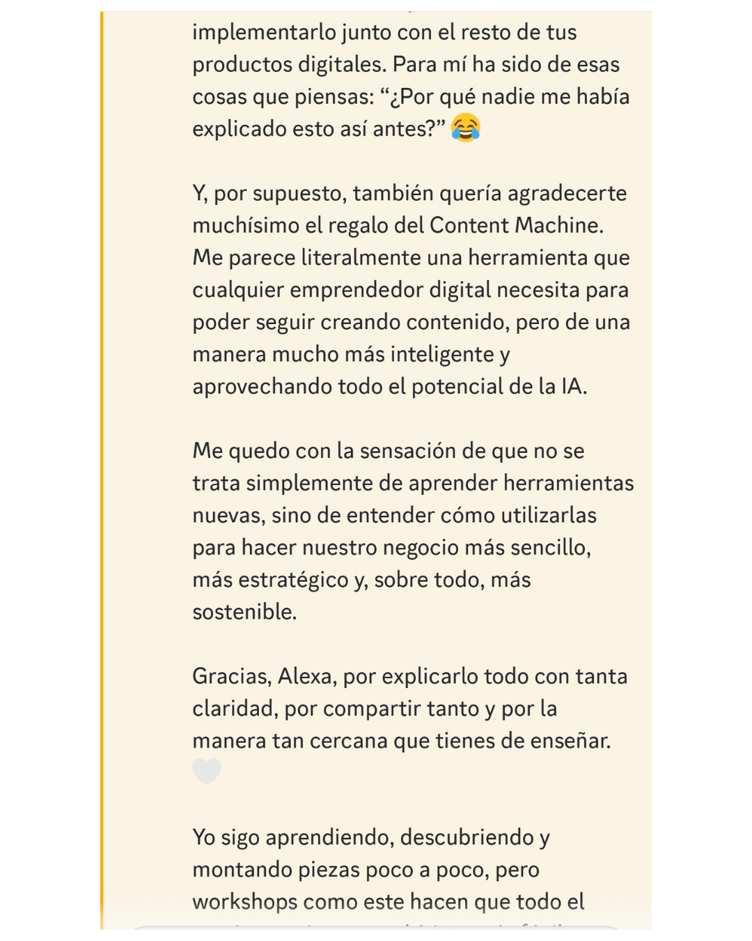 Continuación del testimonio