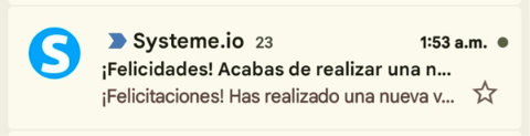 Notificación de venta
