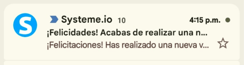 Notificación de venta