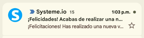 Notificación de venta