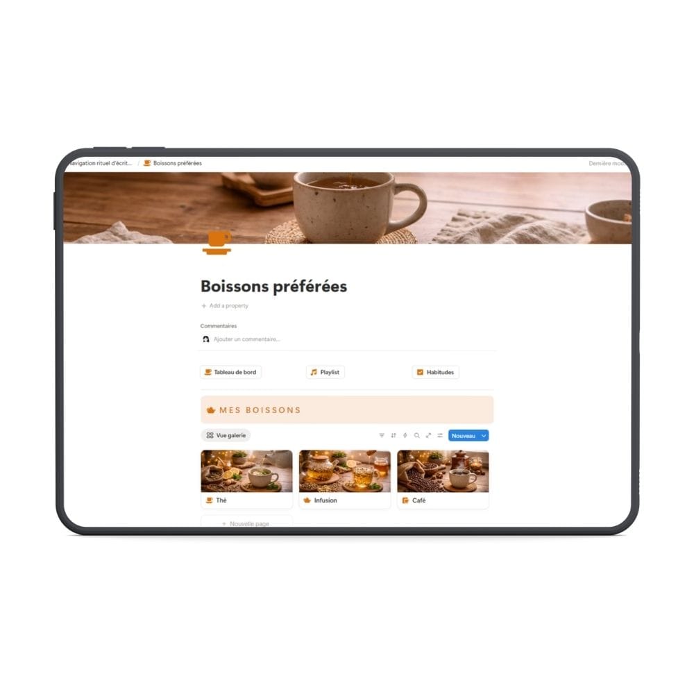 Mockup ordinateur et tablette avec un template Notion, logo notion, logo canva