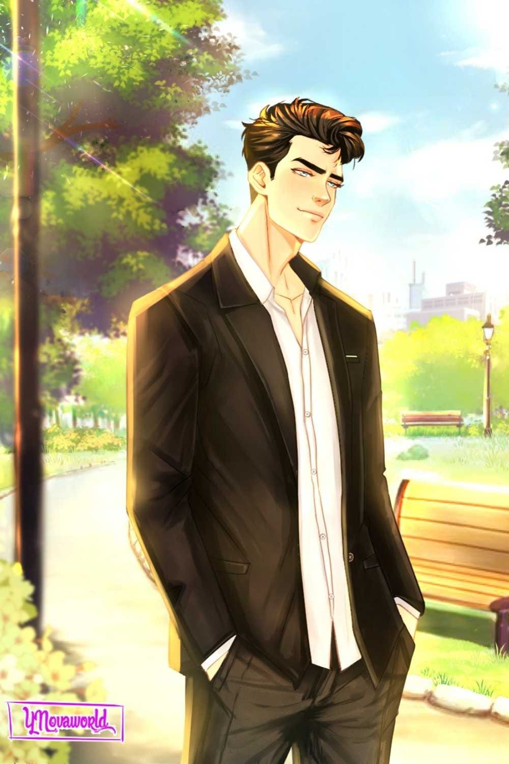 Illustration webtoon avec un homme dans un pack, les mains dans les poches