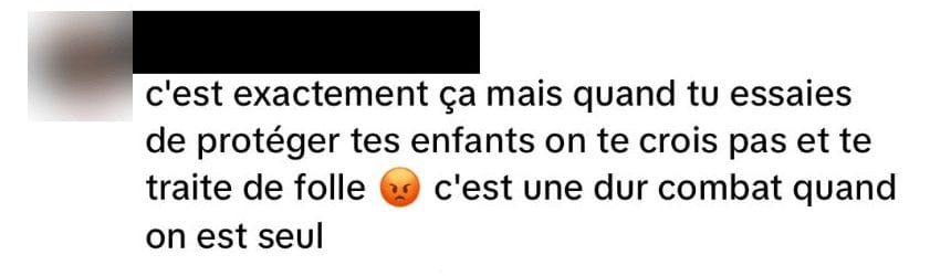 Commentaire public anonymisé, laissé sous une vidéo