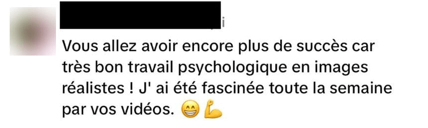 Commentaire public anonymisé, laissé sous une vidéo