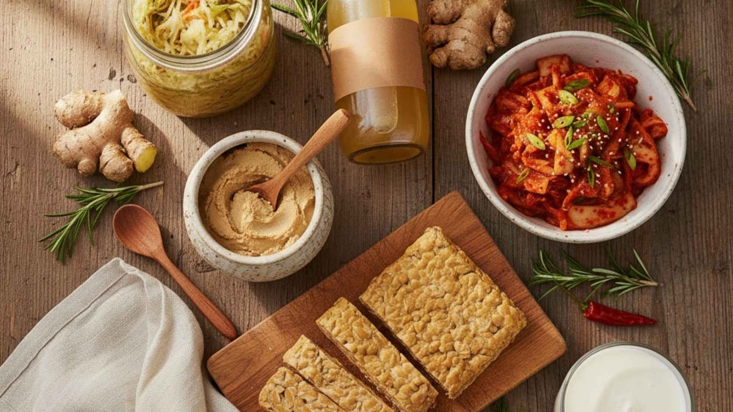 aliments fermentés microbiote kéfir kimchi choucroute kombucha