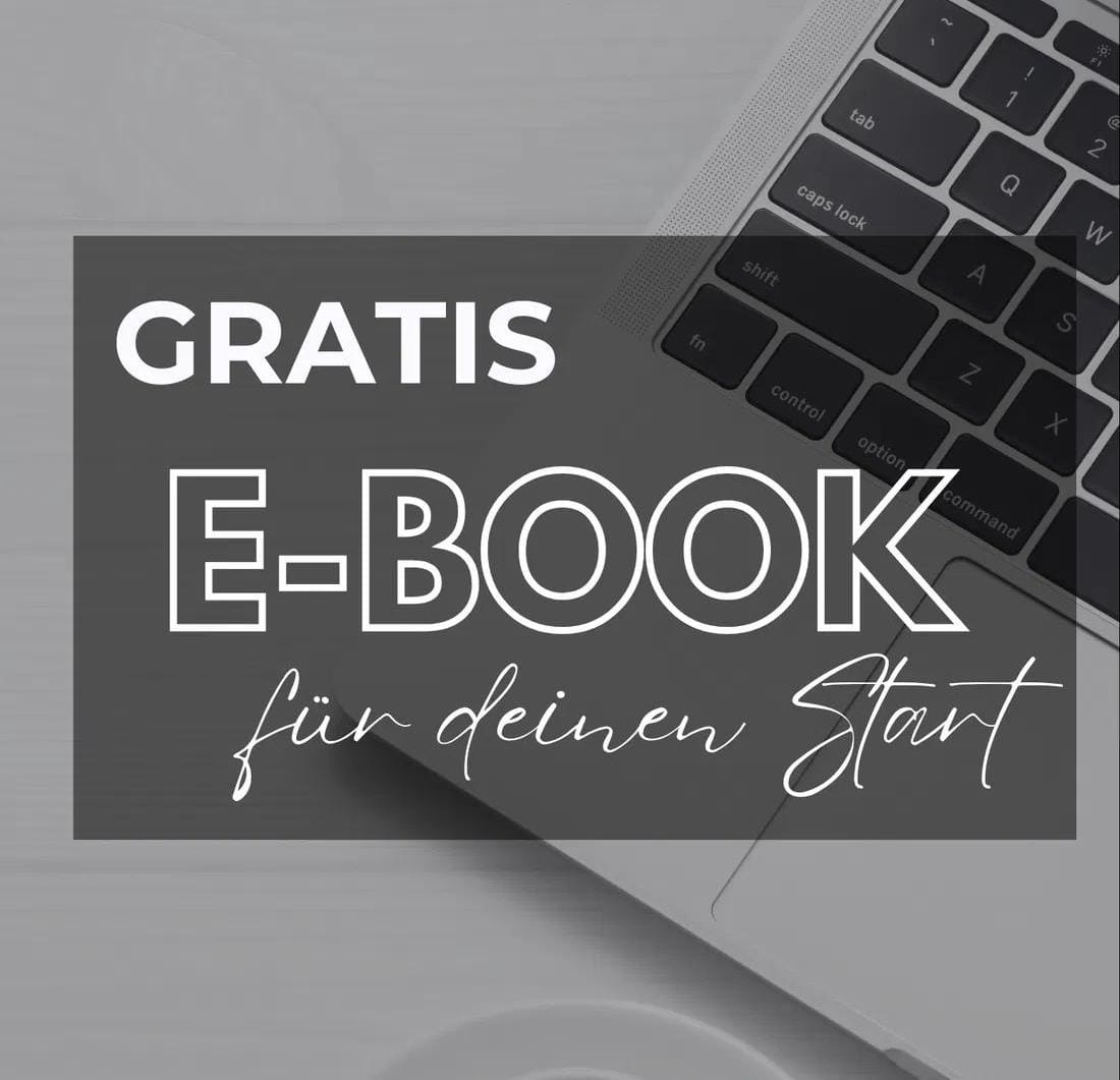 Laptop, Kaffeetasse, Titel Gratis E-Book für deinen Start