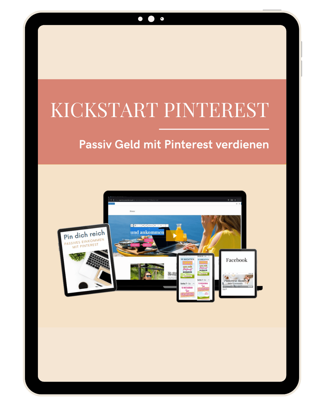 Laptop, Kaffeetasse, Titel Gratis E-Book für deinen Start