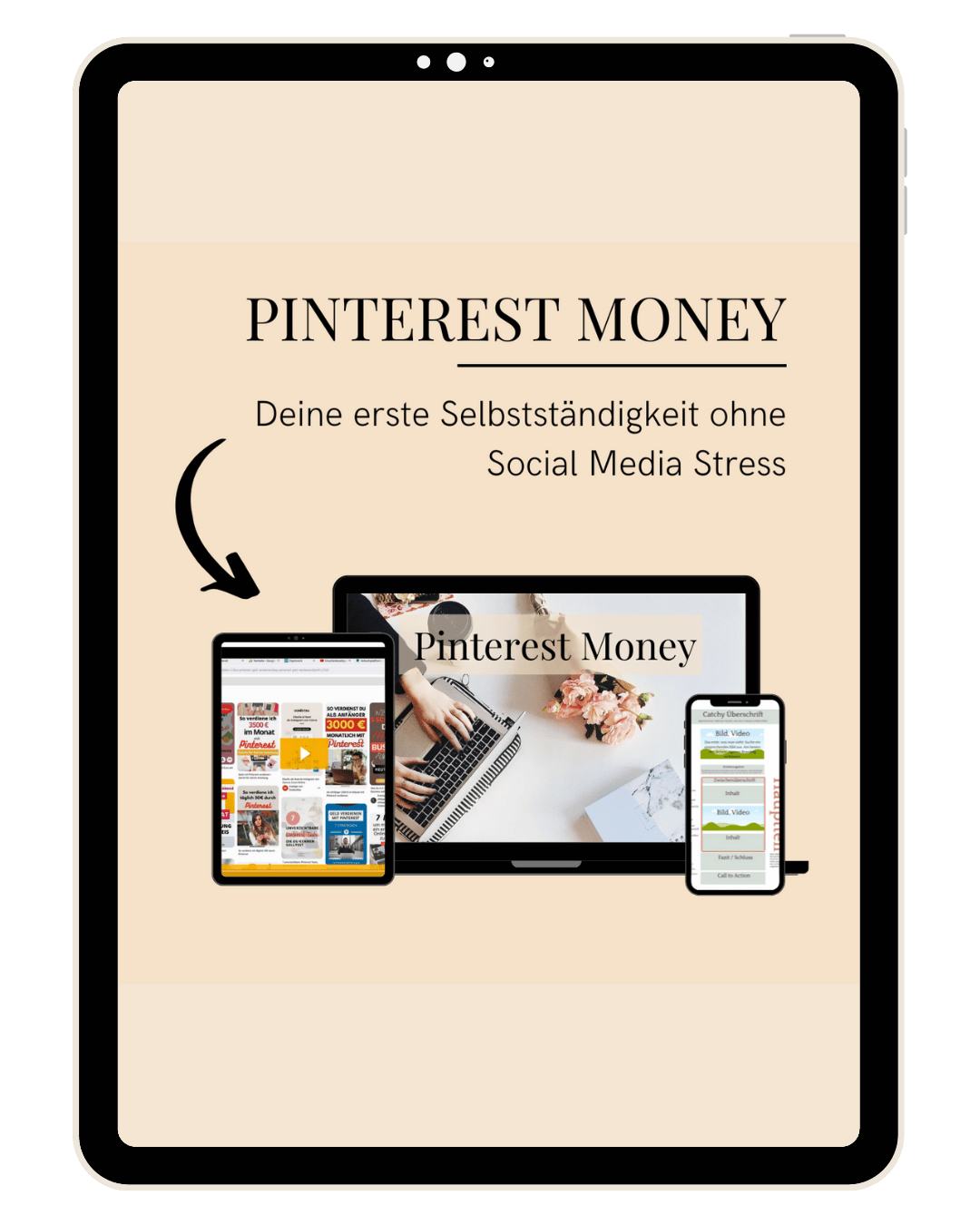 Laptop, Kaffeetasse, Titel Gratis E-Book für deinen Start