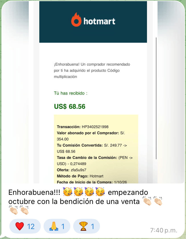 Testimonio: Venta en octubre