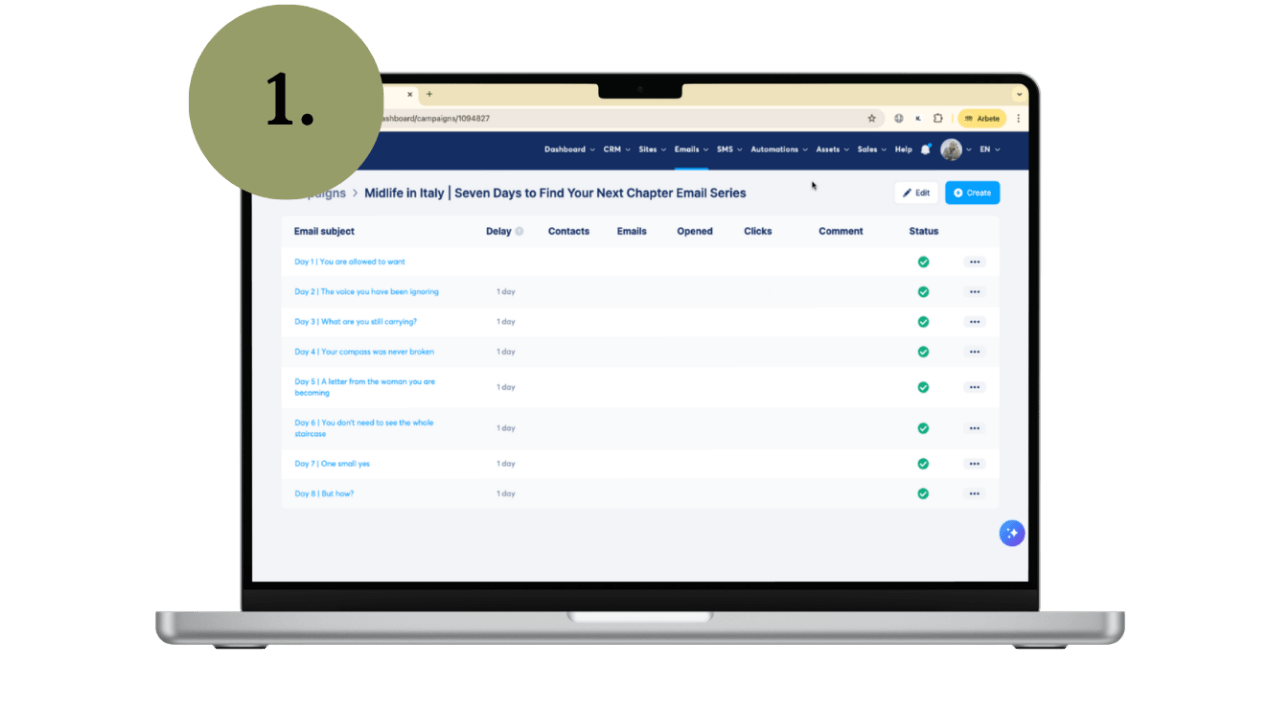 Seven Days to Find Your Next Chapter email series by Midlife in Italy