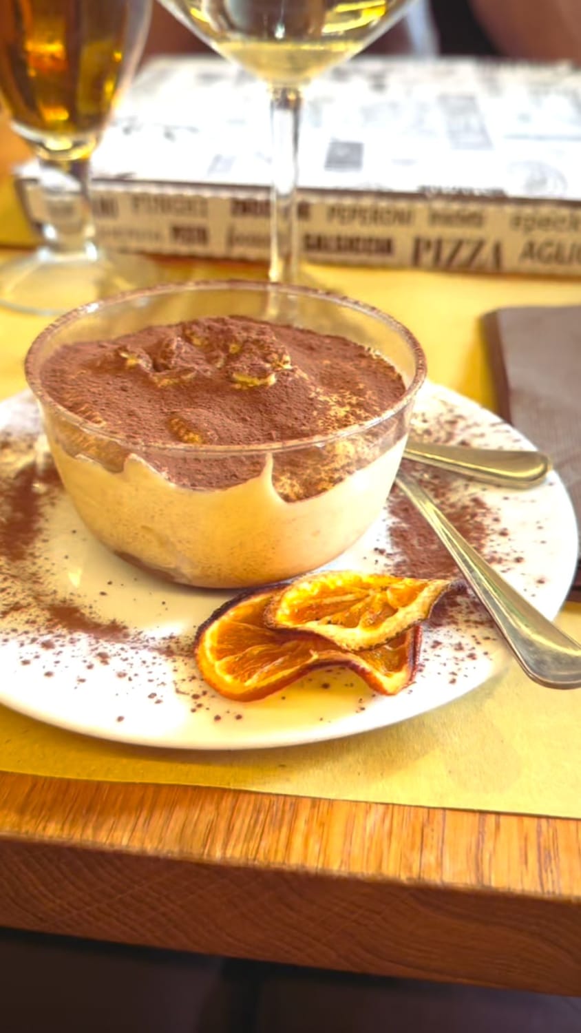 A Tiramisù dessert at Gusta Bar on Via Maggio in Florence.