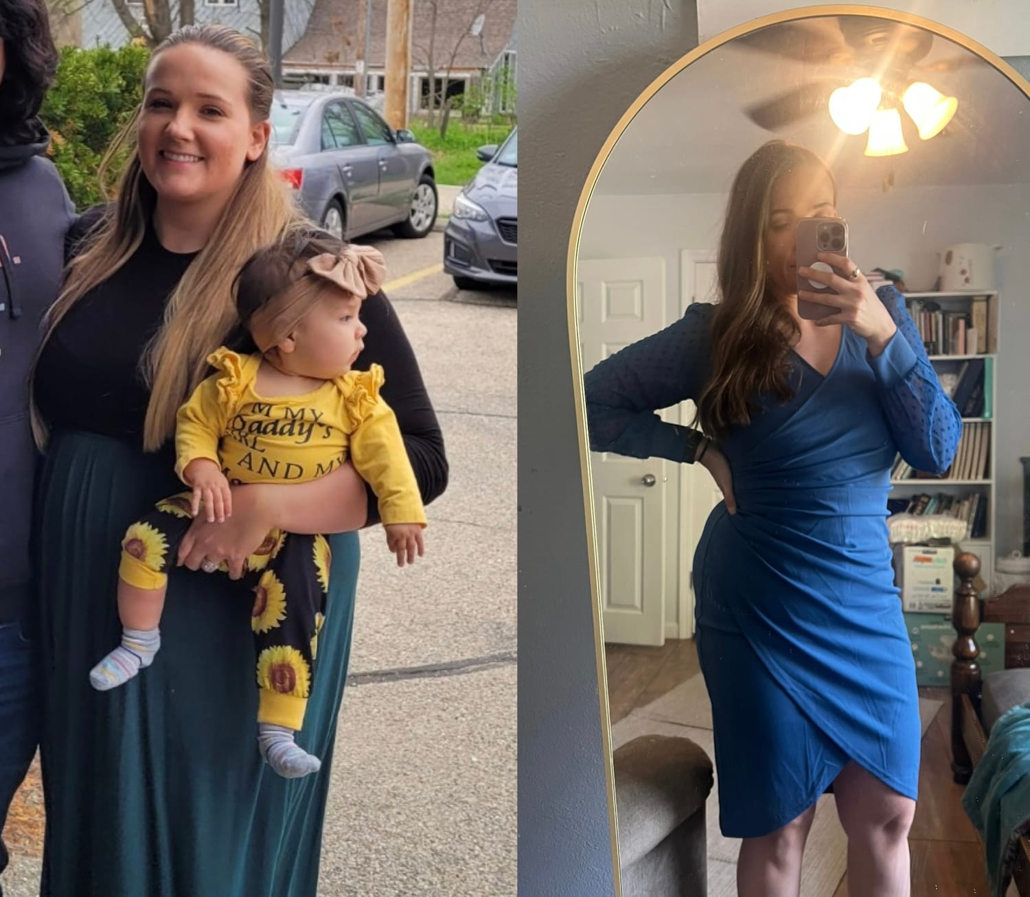 Morgan’s personal transformation photo comparison