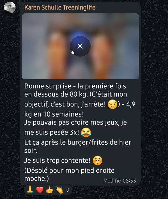 Capture WhatsApp - témoignage client VEGAFIT