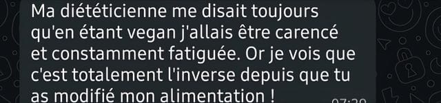 Capture WhatsApp - témoignage client VEGAFIT