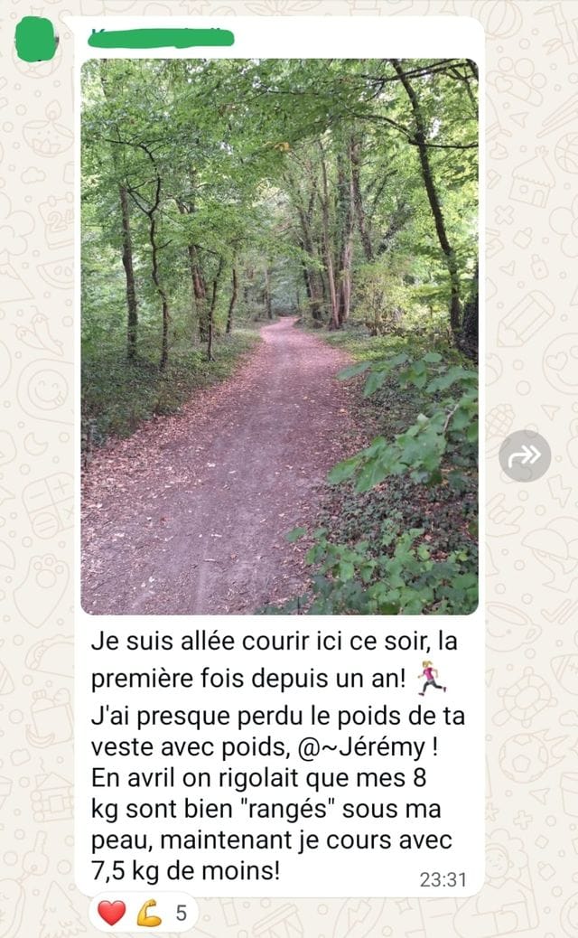 Capture WhatsApp - témoignage client VEGAFIT
