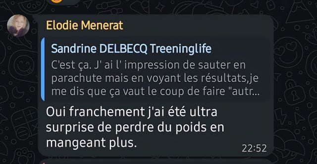 Capture WhatsApp - témoignage client VEGAFIT