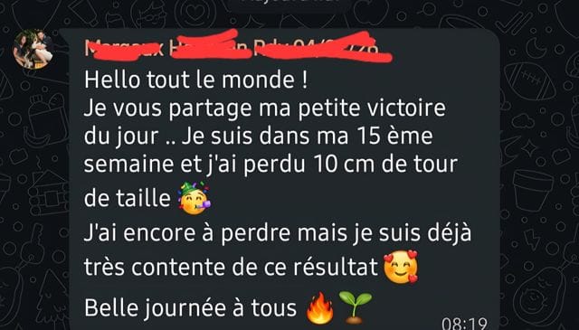 Capture WhatsApp - témoignage client VEGAFIT