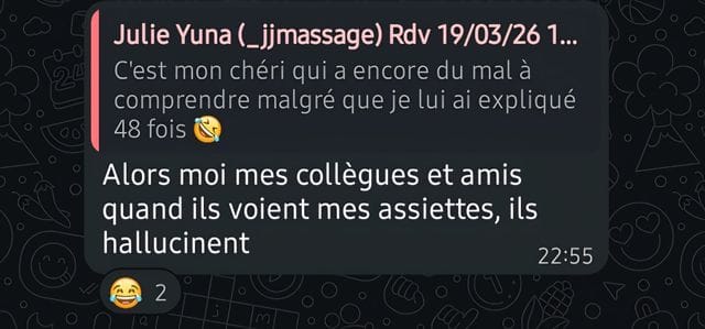 Capture WhatsApp - témoignage client VEGAFIT