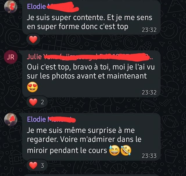 Capture WhatsApp - témoignage client VEGAFIT