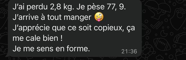 Capture WhatsApp - témoignage client VEGAFIT