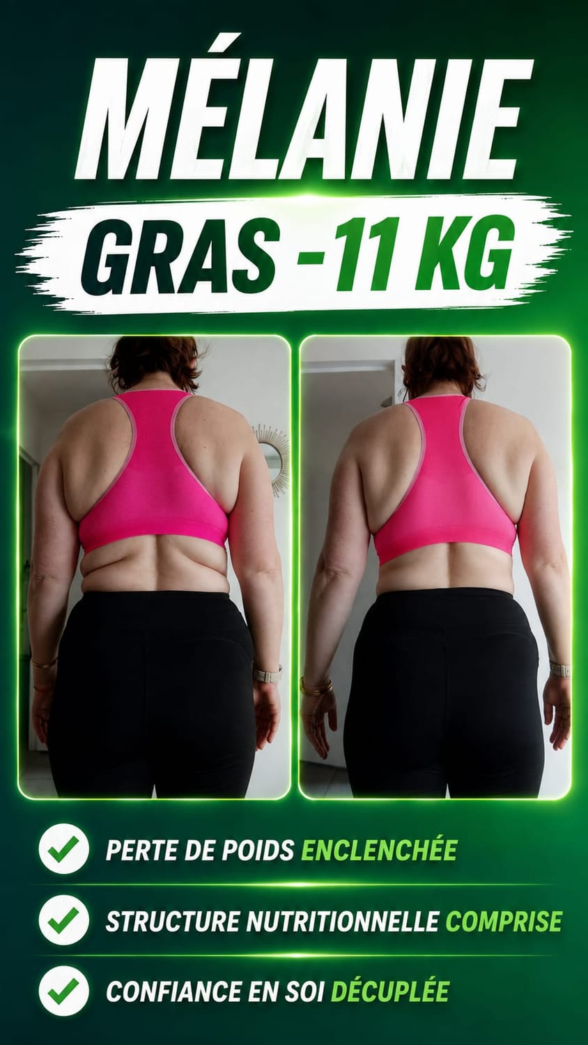 Transformation Mélanie avec VEGAFIT : -11 kg de gras