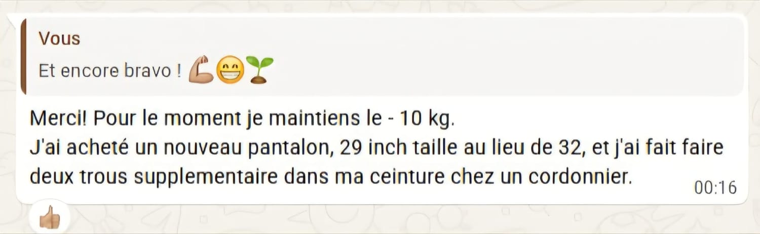 Témoignage VEGAFIT : -10 kg maintenus