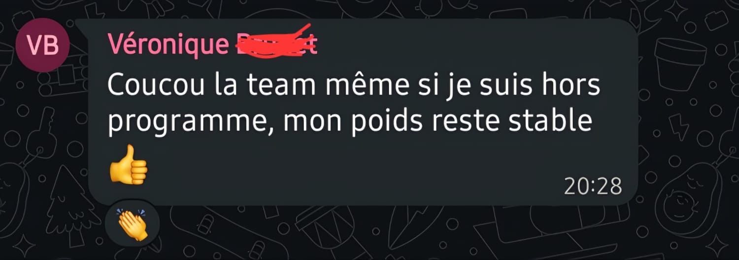 Témoignage VEGAFIT : poids stable après le programme