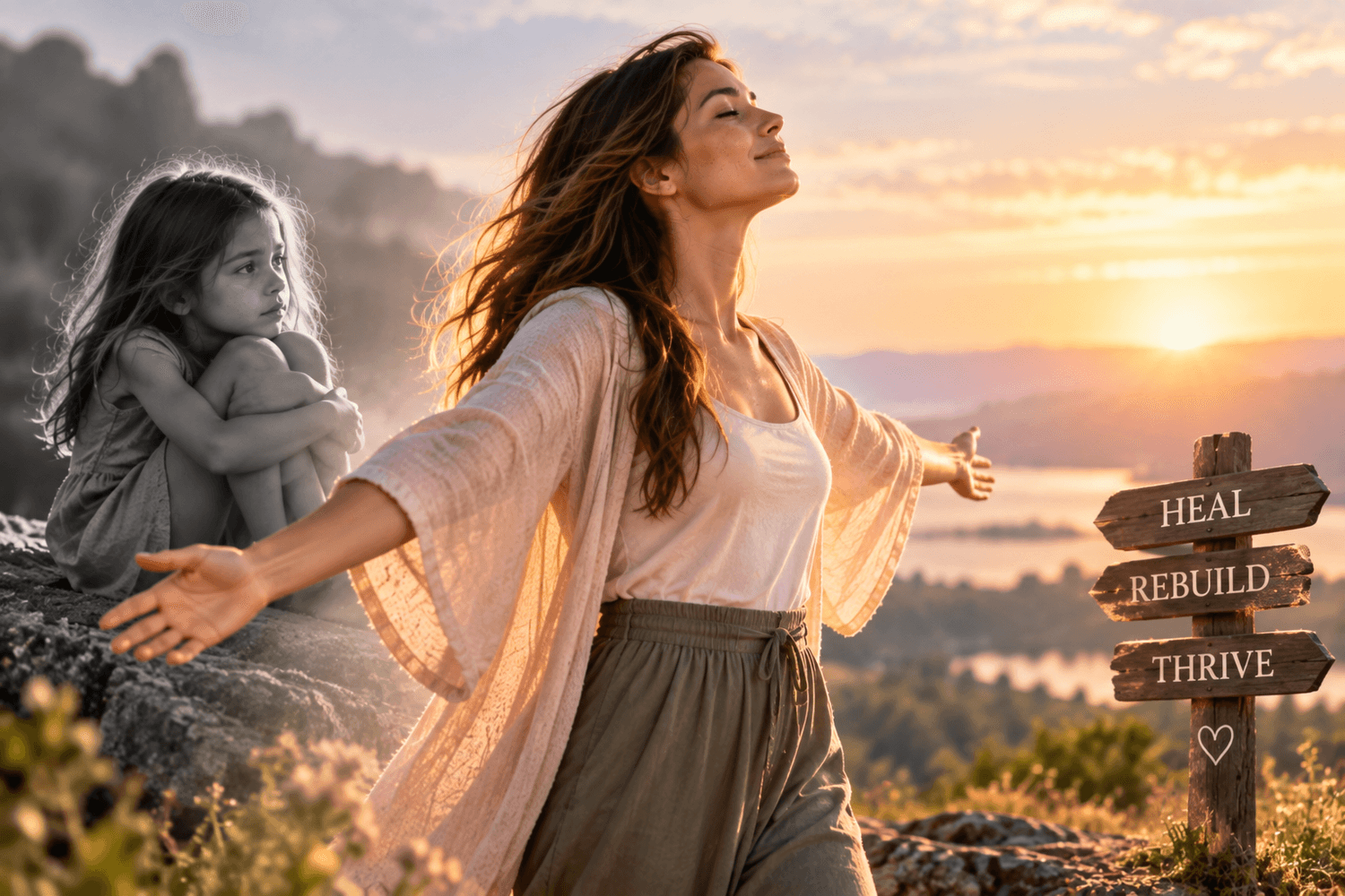 Why Boundaries Are Your Superpower in Recovering from Narcissistic Abuse - A view from the window of an aircraft looking over the wing to the sunrise