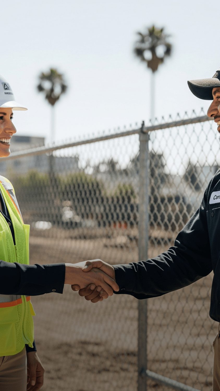 Robust chain-link gate rental providing secure access for a film set in LA County.