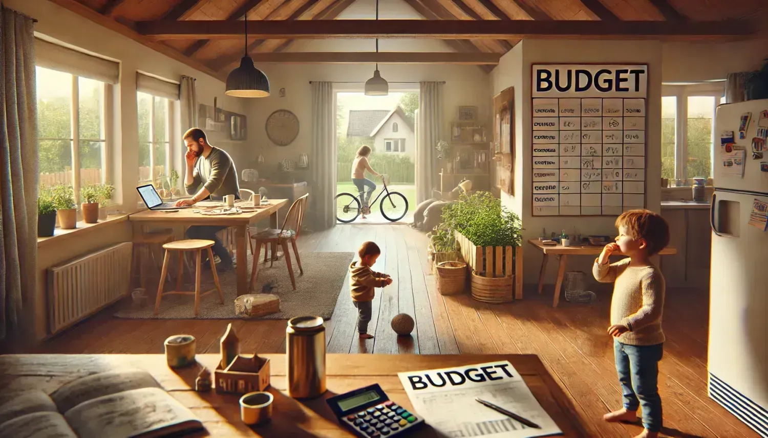 Famille gérant son budget avec un seul revenu - illustration principale de l'article