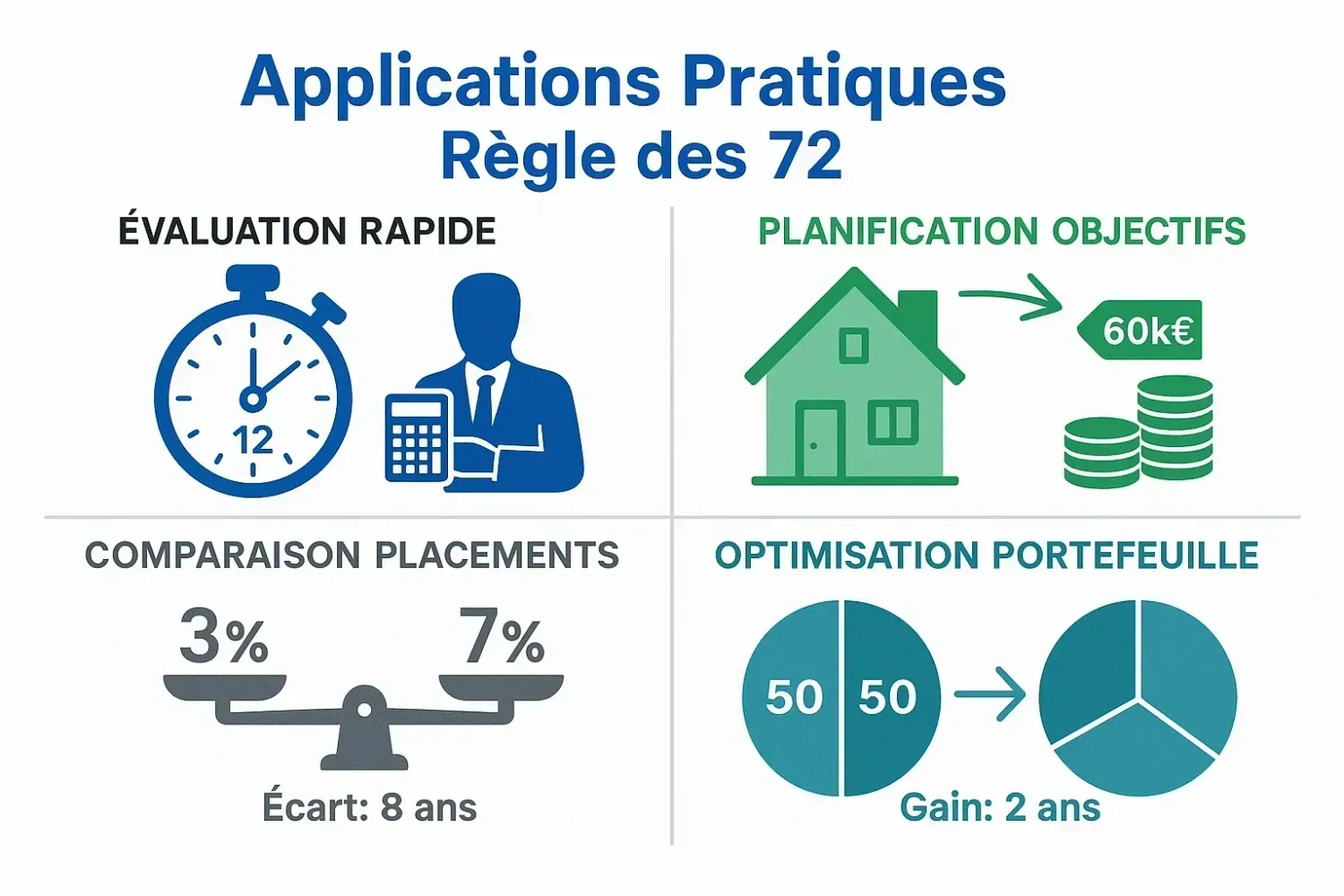 Applications pratiques de la Règle des 72 pour les décisions d'investissement et la planification financière