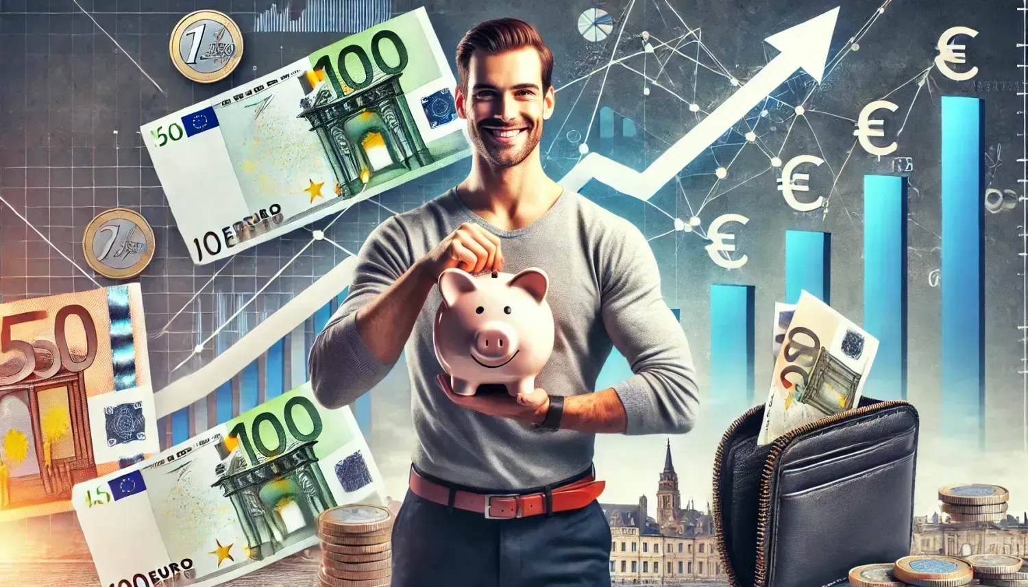 Personne sereine gérant son budget pour éviter le découvert bancaire avec calculatrice et graphiques financiers