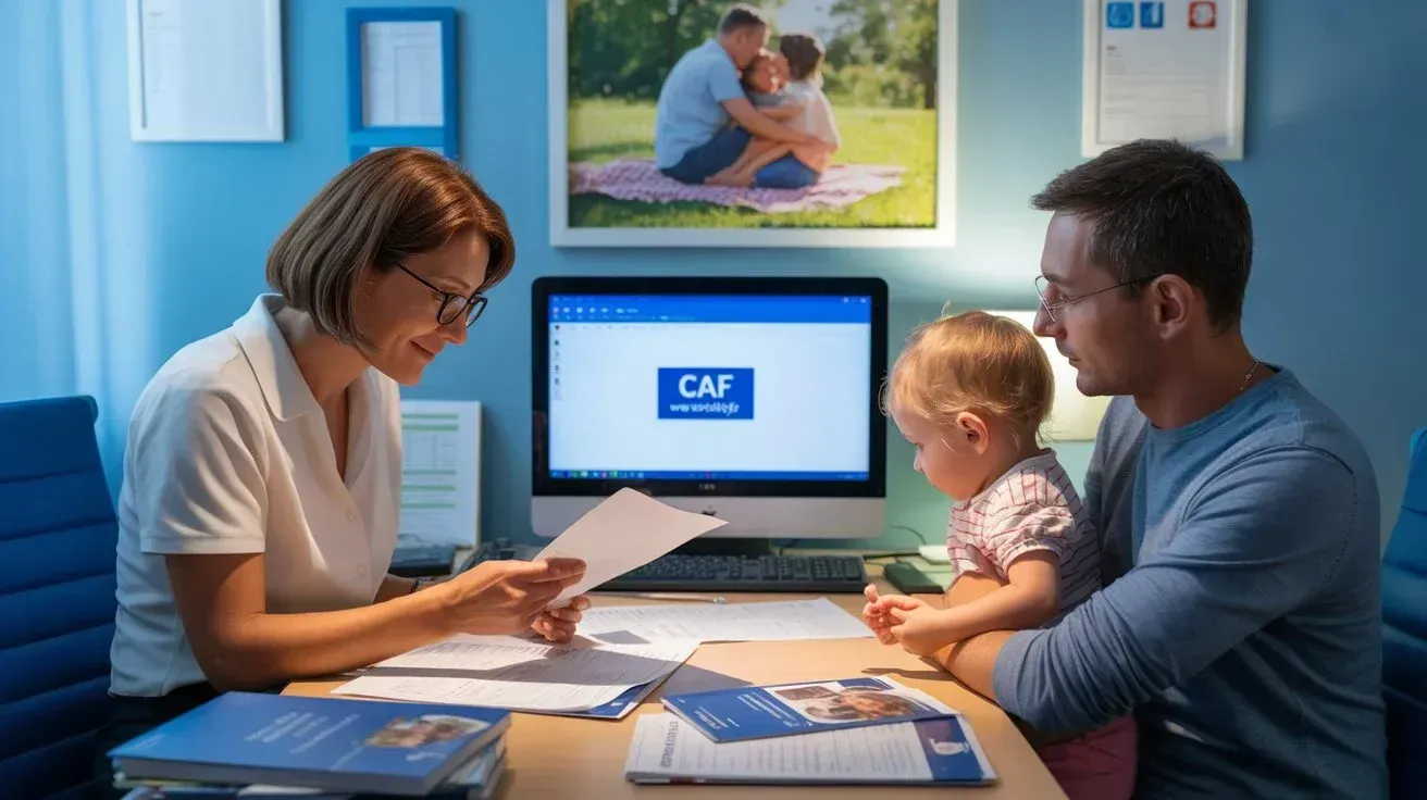 Famille recevant des conseils d'aide financière CAF pour gérer les difficultés de fin de mois