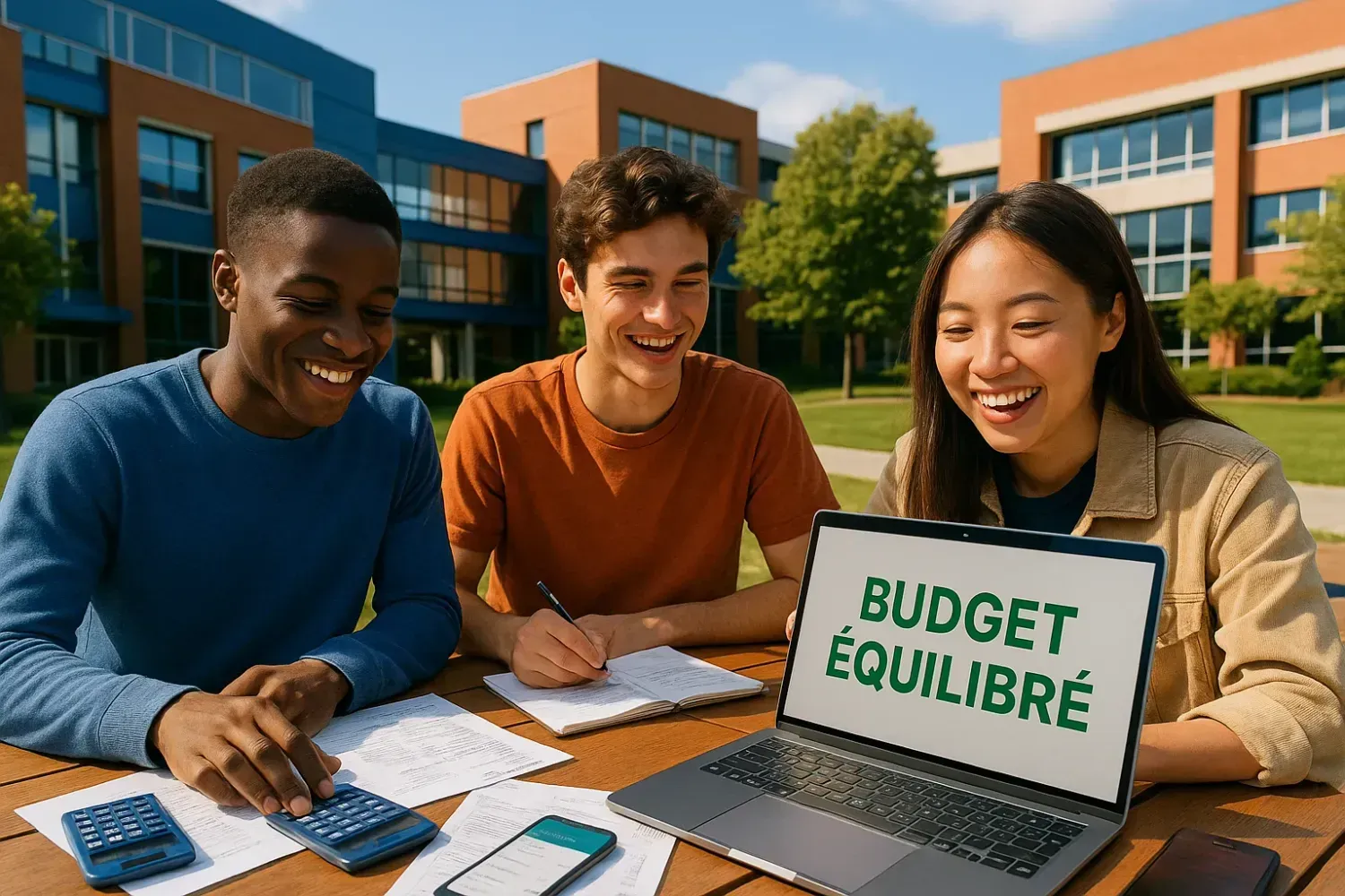 Étudiants gérant leur budget et découvert bancaire de manière autonome avec solutions digitales et outils financiers