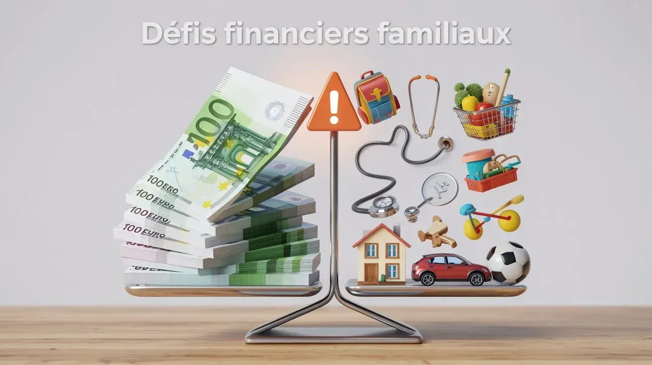 Défis financiers familles avec enfants : coûts garde, école, santé causant découvert budget famille