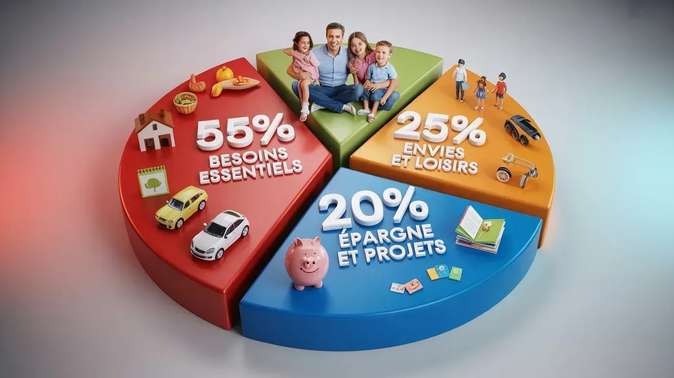Méthode budget familial 55/25/20 : répartition optimale revenus pour éviter découvert avec enfants
