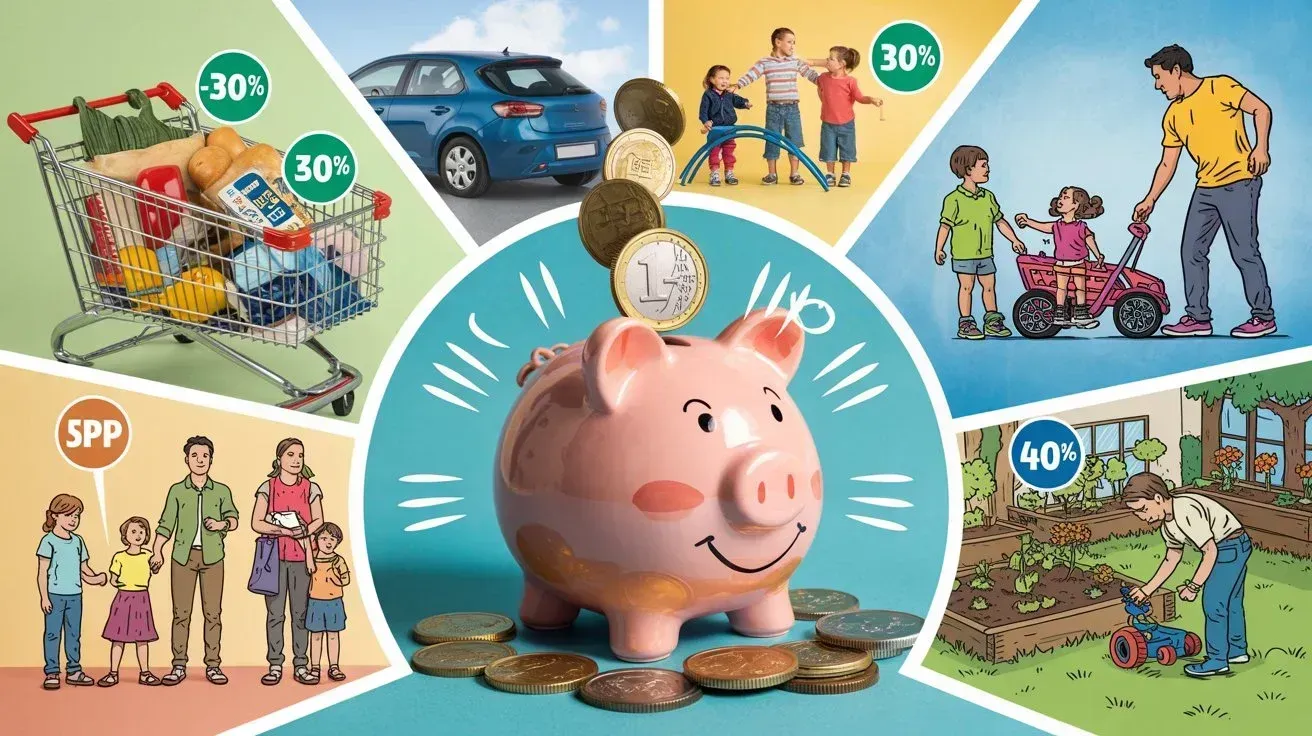 Stratégies économies familles avec enfants : astuces courses, covoiturage, activités gratuites éviter découvert