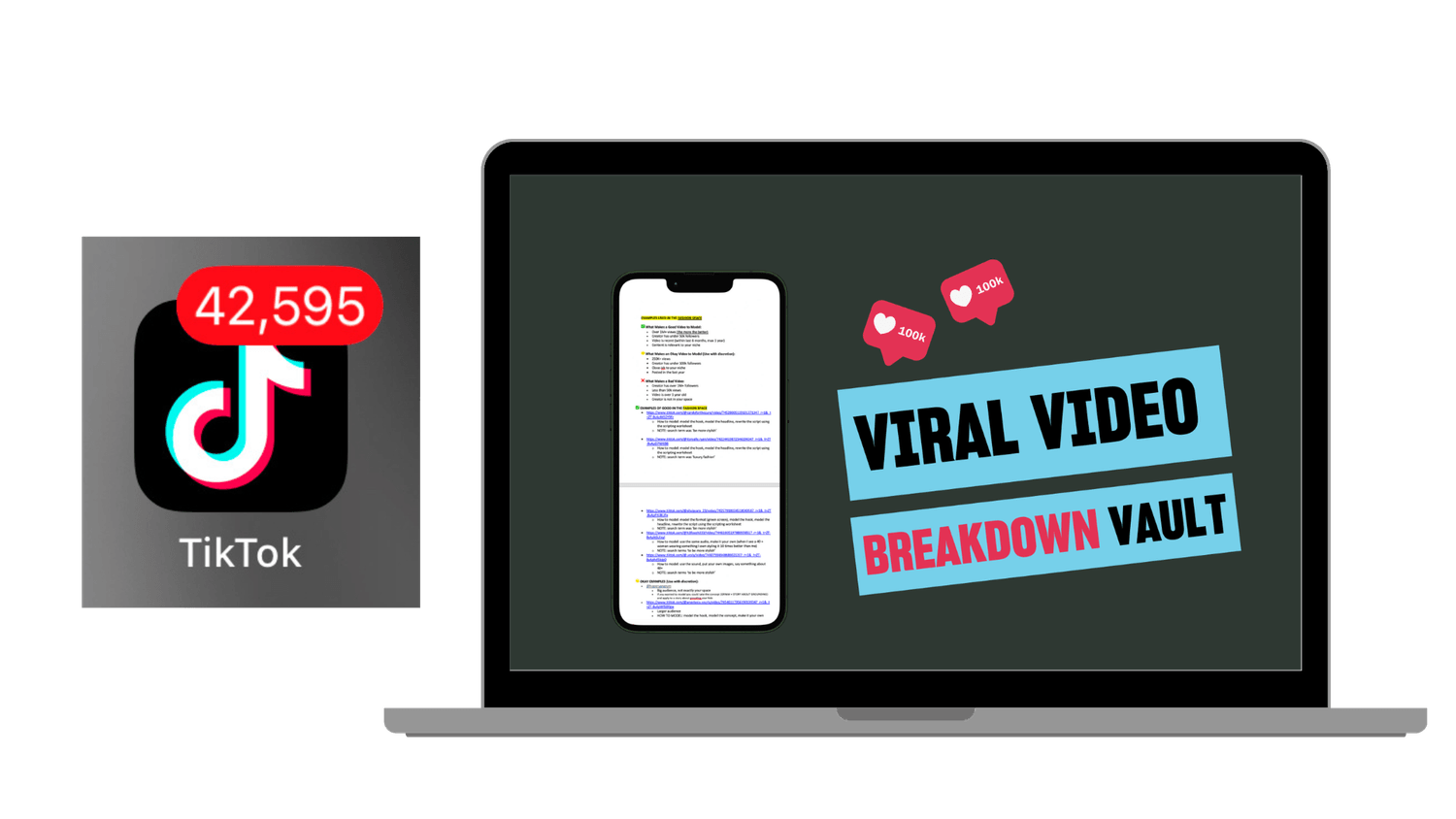 TikTok viral video breakdown vault shown with high notification count on dashboard screen
