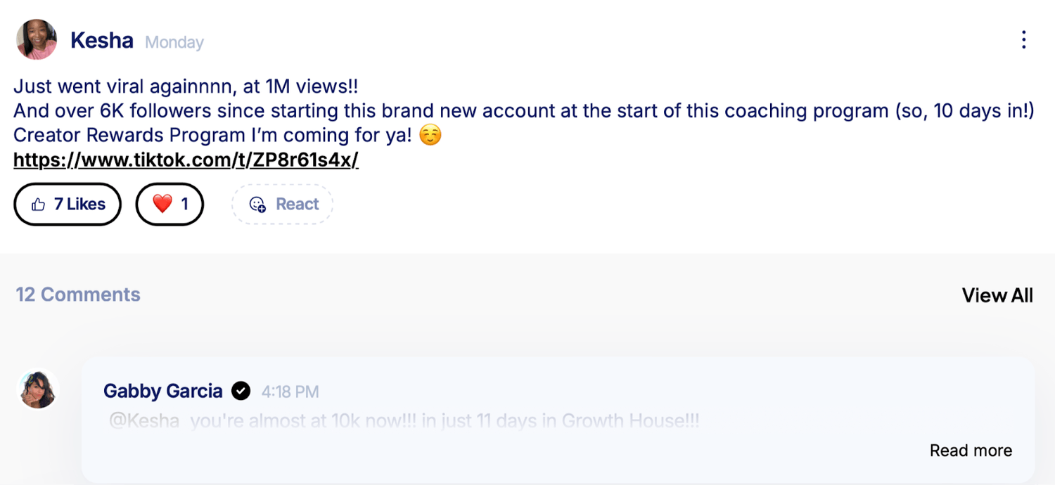 Keisha went viral again with 1 million views and gained 6,000+ followers after starting a new brand