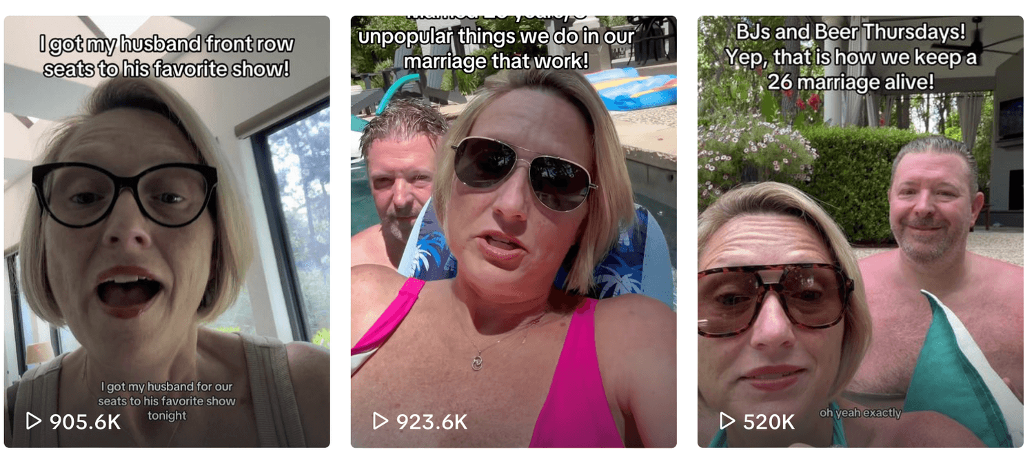 Lindsay TikTok profile showing multiple videos ranging from 520K to 923K views