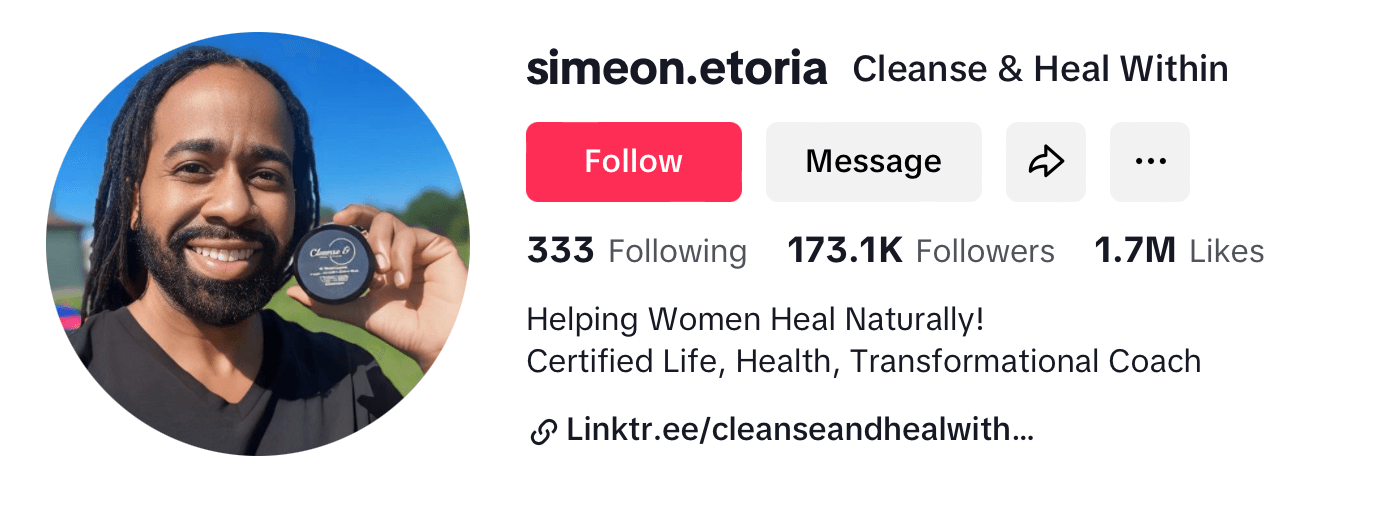Simeon TikTok profile showing 173,000 followers