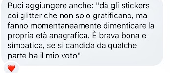 Una partecipante racconta gli sticker con i glitter e il clima delle lezioni.