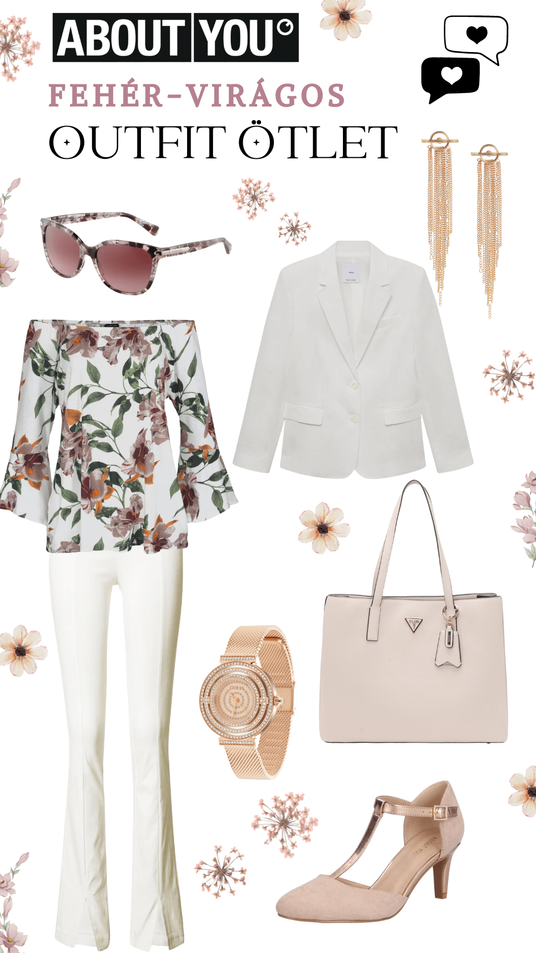 Fehér-Virágos Outfit Ötlet az About You-tól