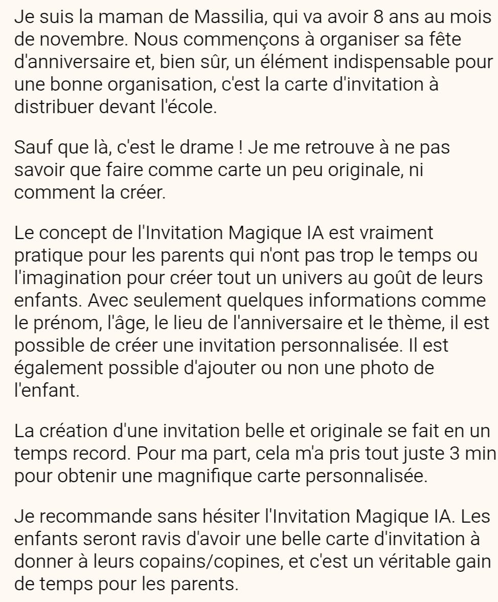 Témoignage écrit d'une maman