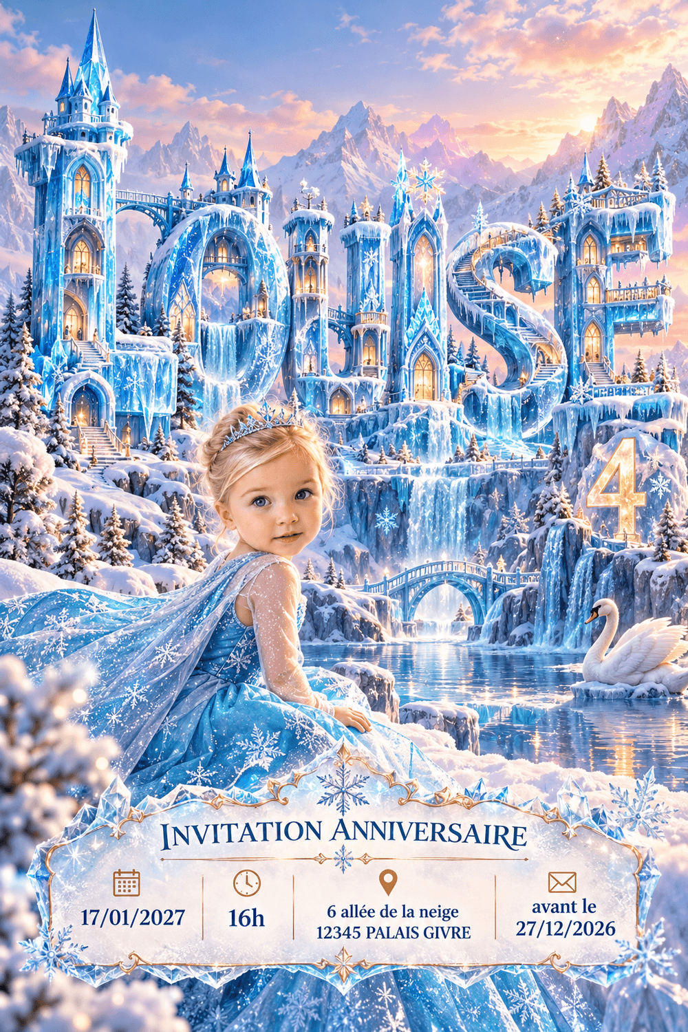 Exemple 4 d'invitation d'anniversaire créée avec le Prénom Monde