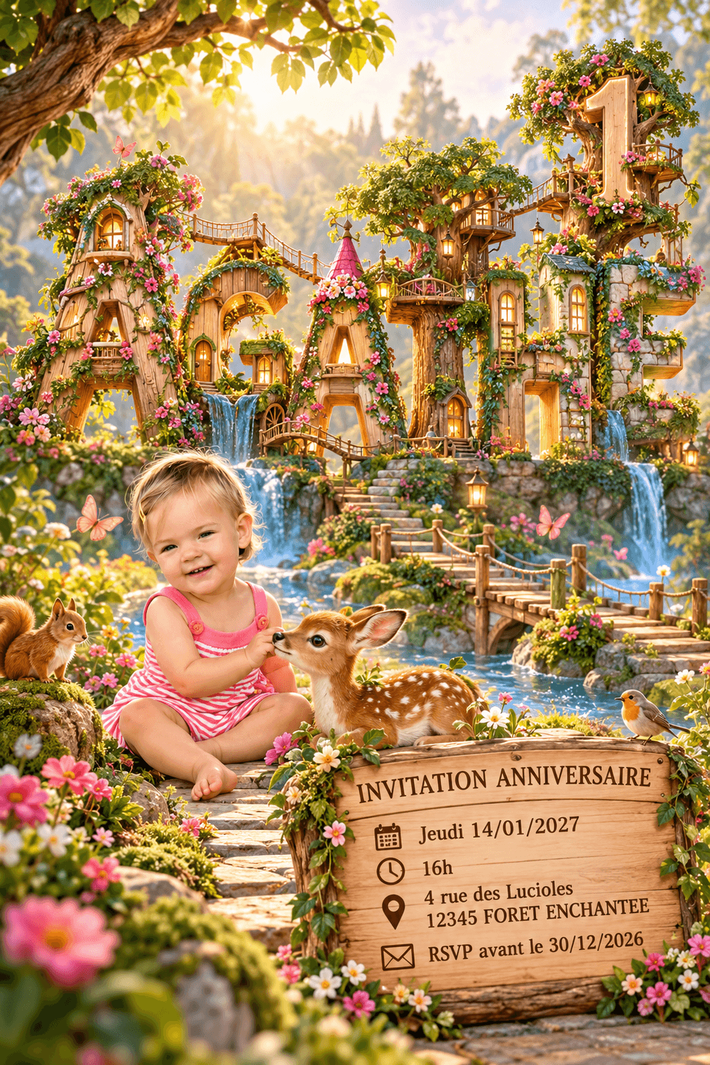 Exemple 1 d'invitation d'anniversaire créée avec le Prénom Monde