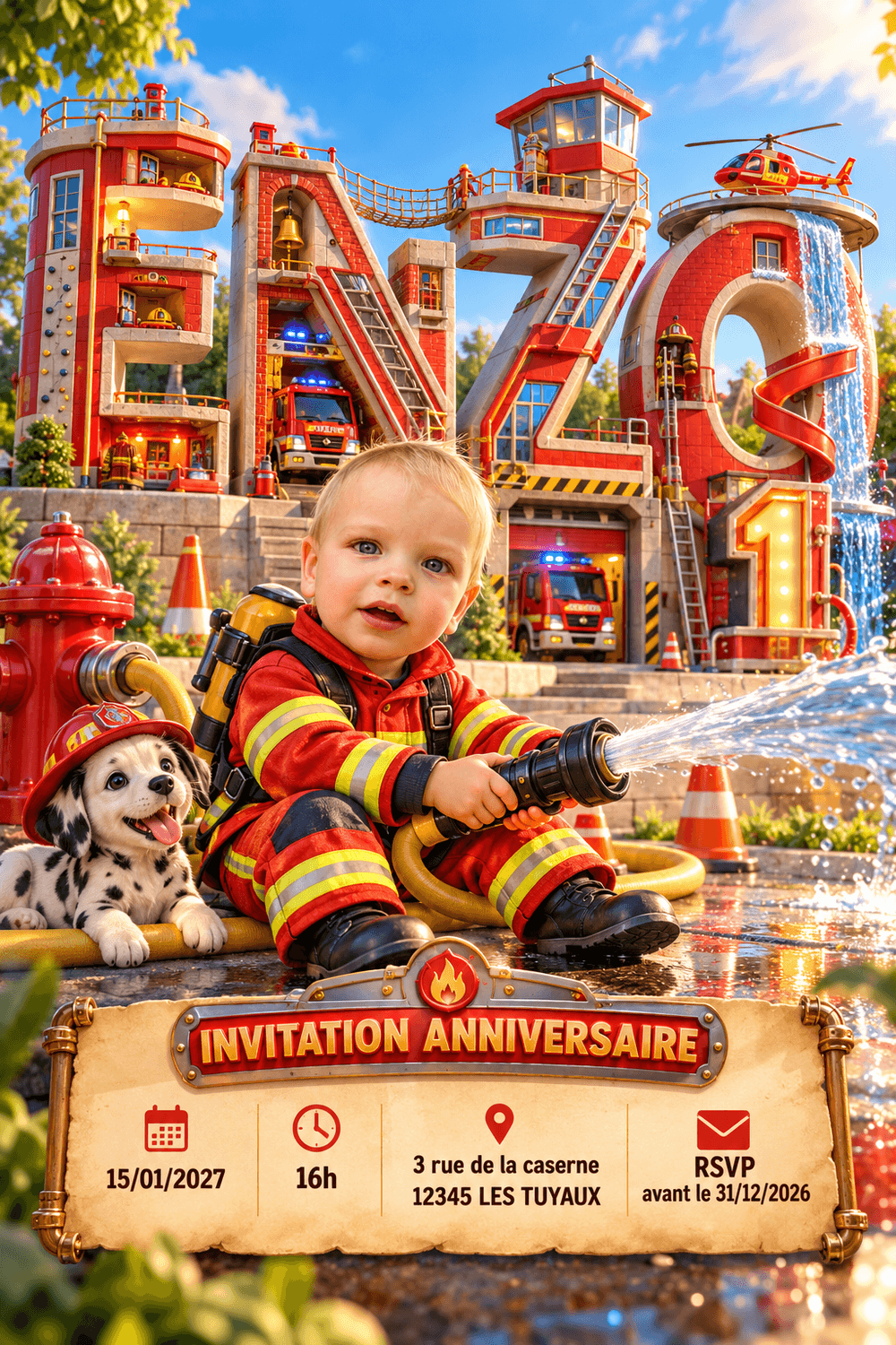 Exemple 2 d'invitation d'anniversaire créée avec le Prénom Monde