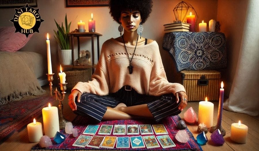 Tarot cards in meditation practice for spiritual guidance