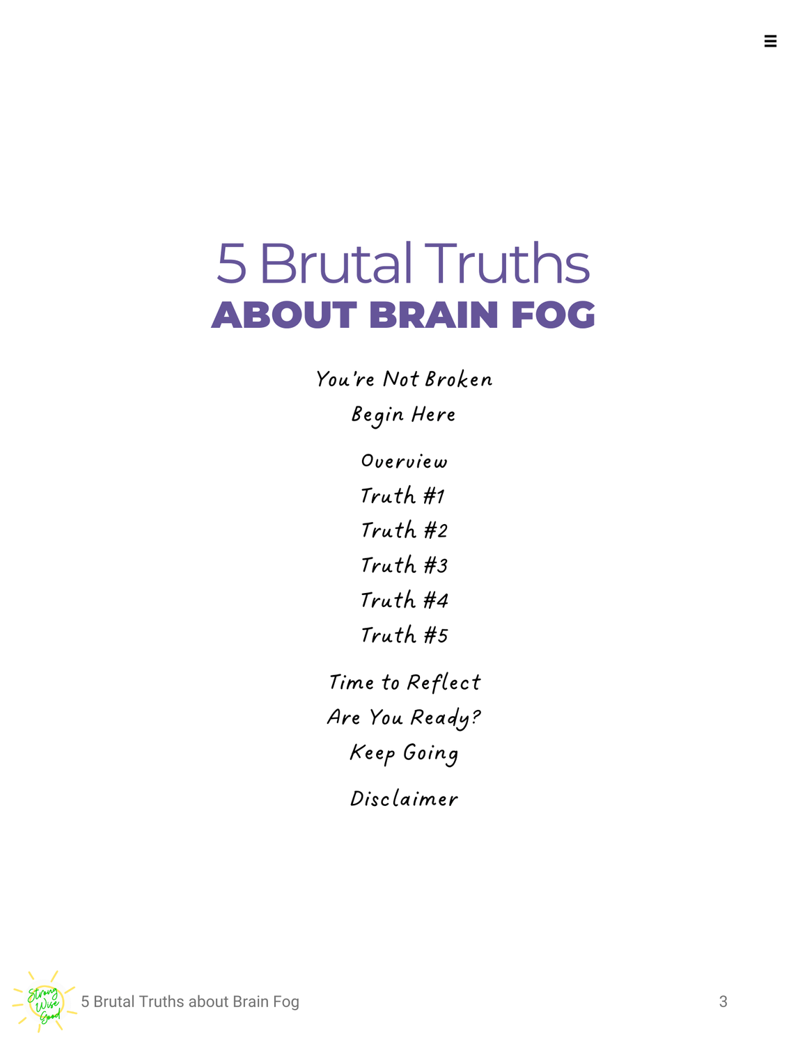 sample page from5 Brutal Truths about Brain Fog and how to fight the food that's stealing your clarity, a digital resource by Strong Wise Good