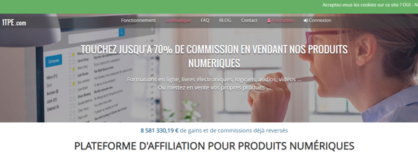 gagnez 70°/° de commission d'affiliation